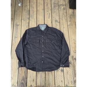 Woolrich Bering Button Up Shirt Mens XL Black Wool Pockets Warm Work